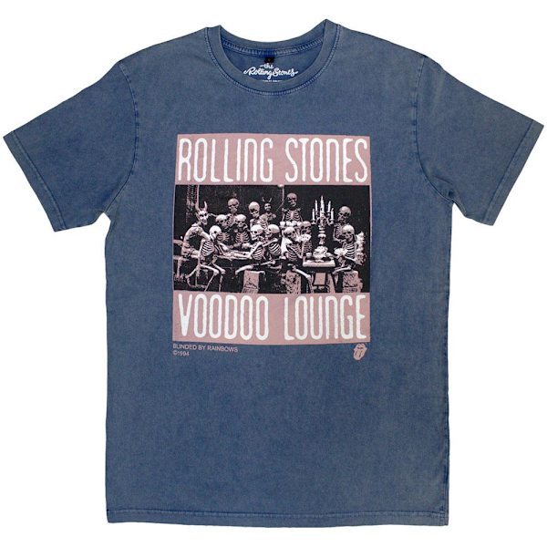 The Rolling Stones Unisex Vuxen Voodoo Skallar Stone Wash T-Shirt Denim Blue XL