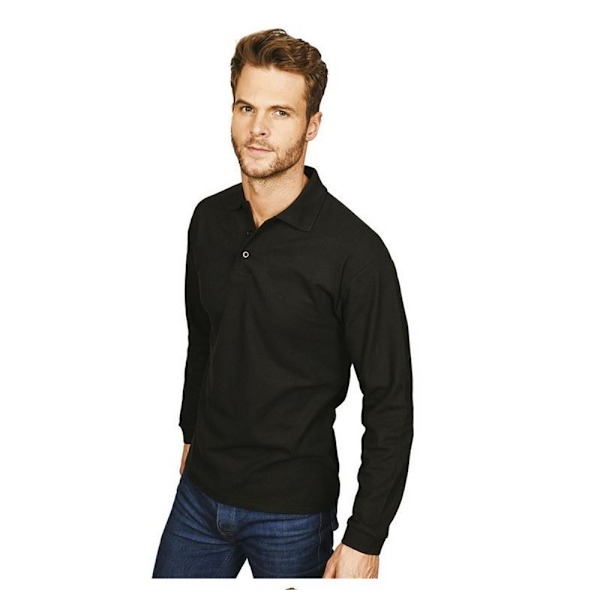 Casual Classic Herr Långärmad Polo 4XL Svart Black 4XL