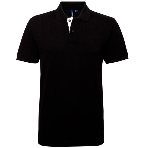 Asquith & Fox Herr Classic Fit Contrast Polo Shirt 3XL Svart/ W Black/ White 3XL