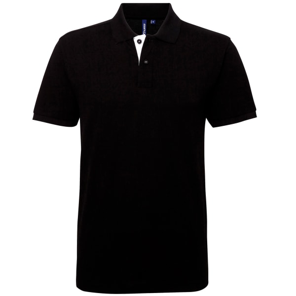 Asquith & Fox Mens Classic Fit Contrast Polo Shirt XL Svart/Wh Black/ White XL