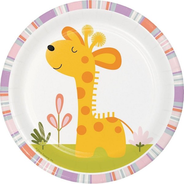 Creative Party Happi Jungle Giraffe engångstallrikar (förpackning om 8) White/Yellow/Pink One Size