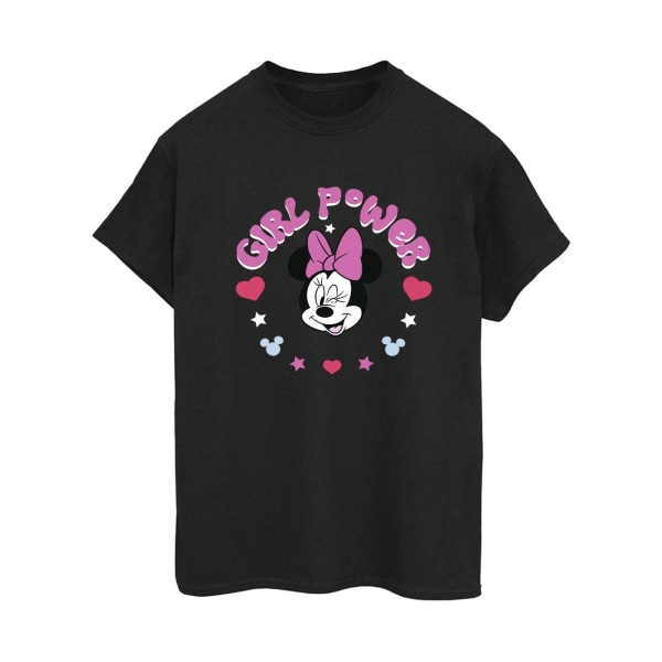 Disney Womens/Ladies Minnie Mouse Girl Power Cotton Boyfriend T Black L