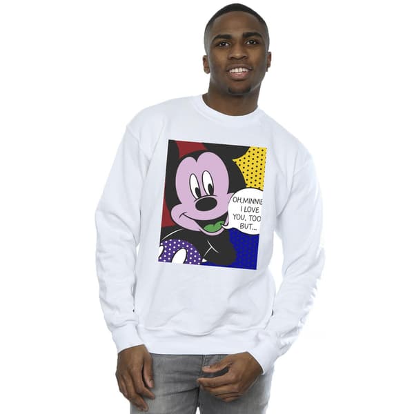 Disney Herr Mickey Mouse Oh Minnie Pop Art Sweatshirt S Vit White S