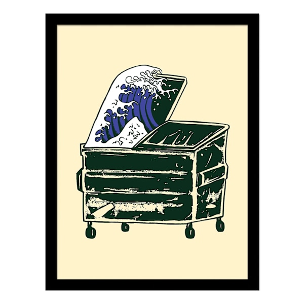Popcorn Punk Dumpster Wave Inramad Poster 45cm x 35cm Svart/Kräm Black/Cream 45cm x 35cm