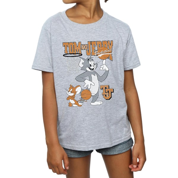 Tom And Jerry Girls Spinning Basketball Bomull T-shirt 9-11 År Sports Grey 9-11 Years