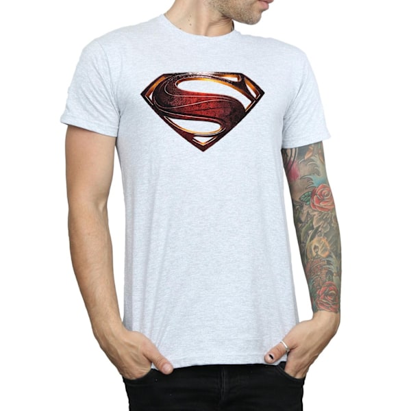 Superman T-shirt i bomull med logotyp för män, M, Sports Grey Sports Grey M