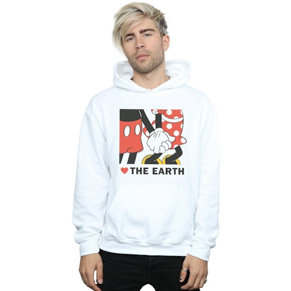 Disney Herr Mickey Mouse Heart The Earth Hoodie L Vit White L