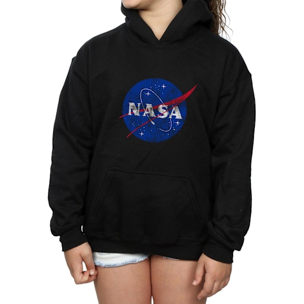 NASA Girls Classic Insignia Logo Distressed Hoodie 12-13 år Black 12-13 Years