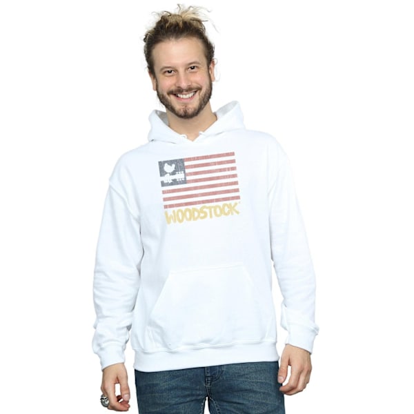 Woodstock Herr Distressed Flag Hoodie S Vit White S