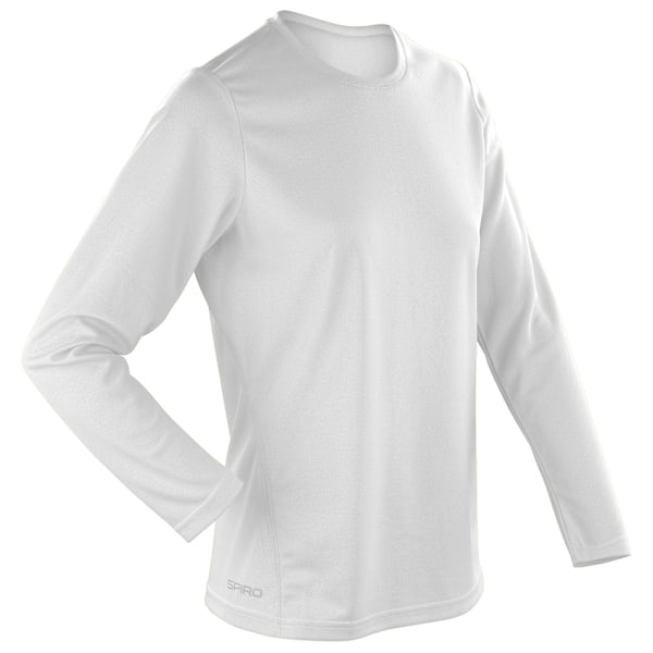 Spiro Dam/Kvinnors Sport Snabbtorkande Långärmad Performance T- White XS