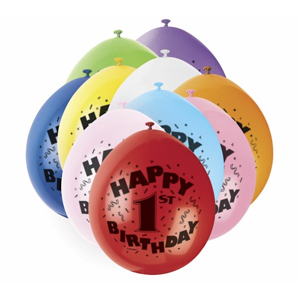 Unika festlatexballonger för 1-årsdag, en storlek, flerfärgade Multicoloured One Size