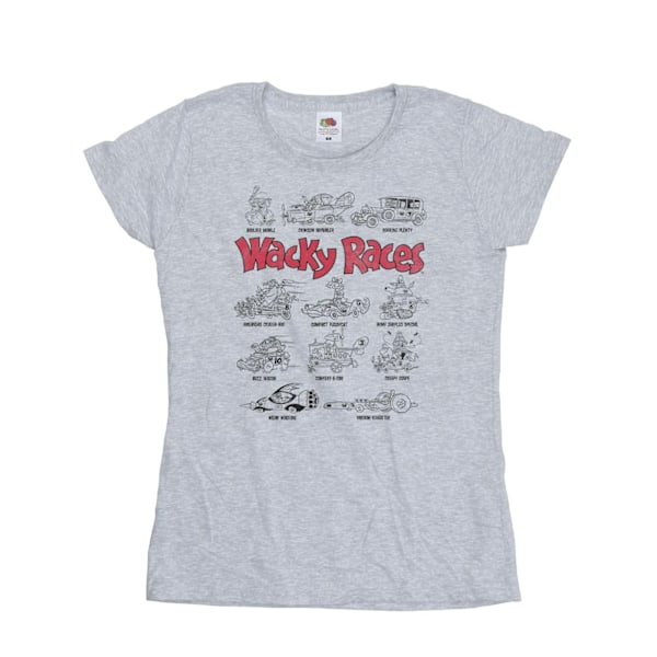 Wacky Races Dam/Dam Car Lineup Bomull T-shirt M Sports Grå Sports Grey M