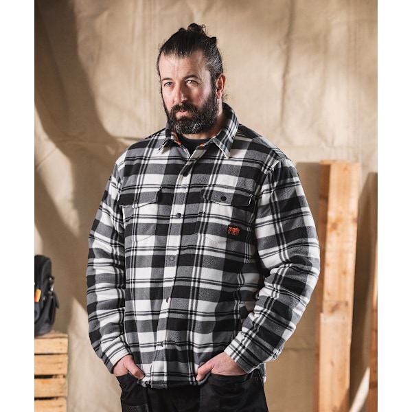 Scruffs Herr Rutig Vadderad Skjorta L Svart/Vit Black/White L