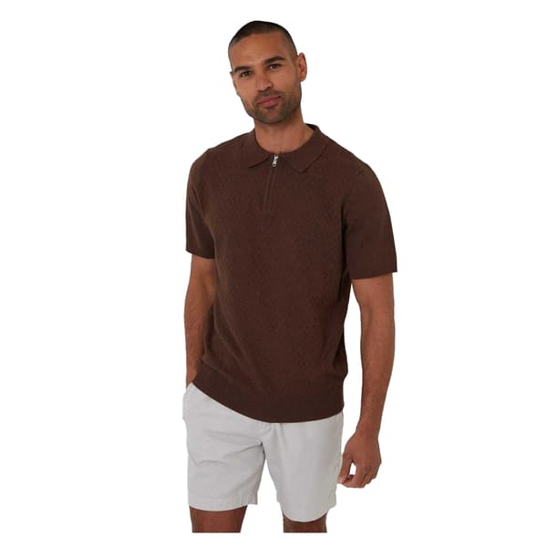 Threadbare Herr Whittley Texturerad Kortärmad Pikétröja M Valnöt Walnut M