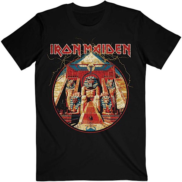 Iron Maiden Unisex Adult Powerslave Lightning Circle T-Shirt S Black S