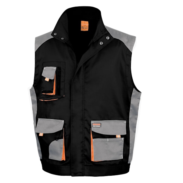 Result Work-Guard Lite arbetskläder väst / Bodywarmer (Andas och vindtät) Black / Grey / Orange 4XL