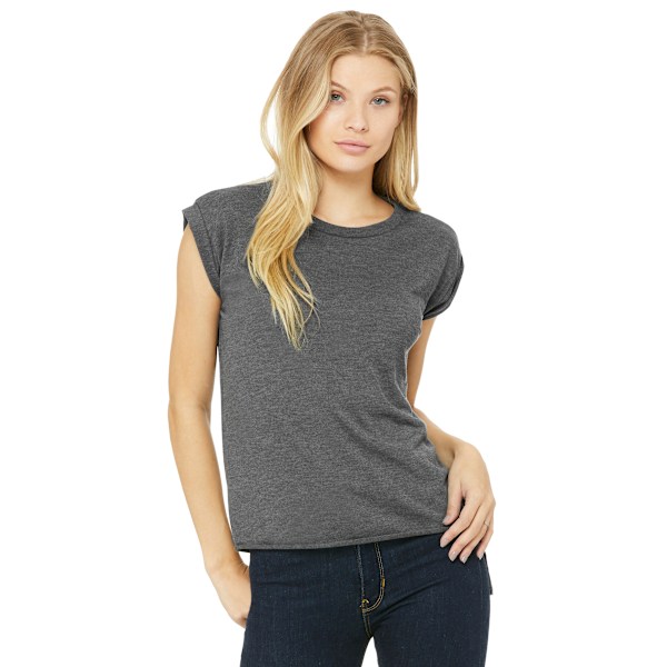 Bella + Canvas Dam/Damer Flowy Rullad Manschett Muskel T-shirt X Dark Grey Heather XL