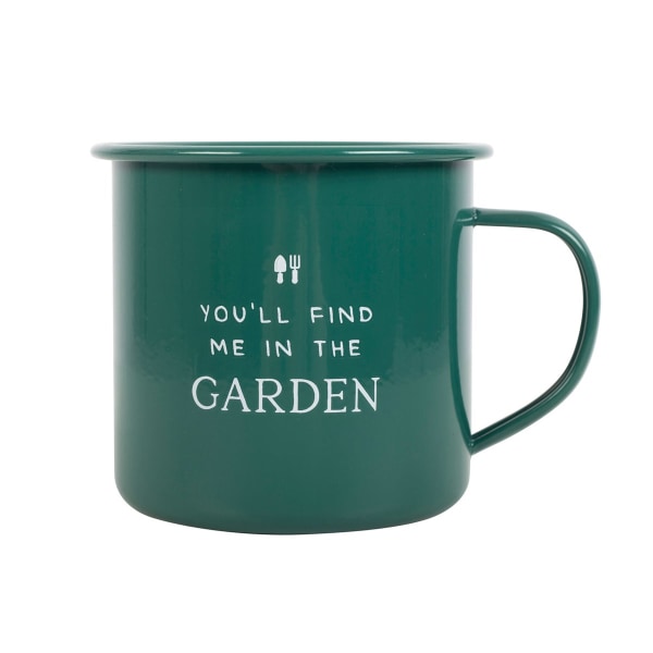 Something Different You´ll Find Me In The Garden Enamel Mug One Green/White One Size