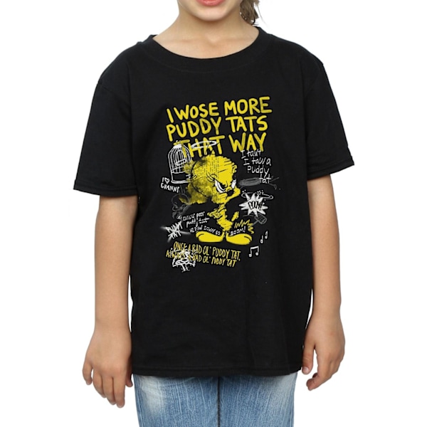 Looney Tunes Girls Tweety Pie More Puddy Tats Bomull T-shirt 5-6 år Svart Black 5-6 Years