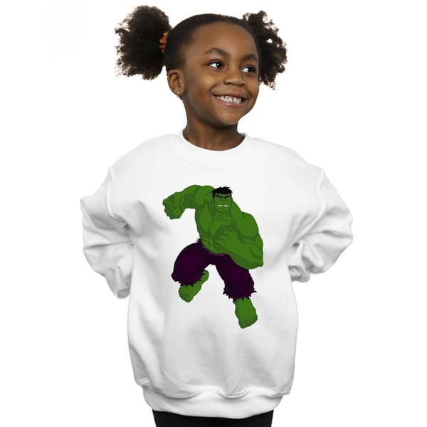 Marvel Girls Hulk Pose Tröja 5-6 År Vit White 5-6 Years