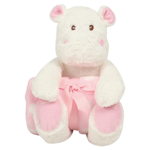 Mumbles Hippo med tryckt fleecefilt En storlek Vit/Rosa White/Pink One Size