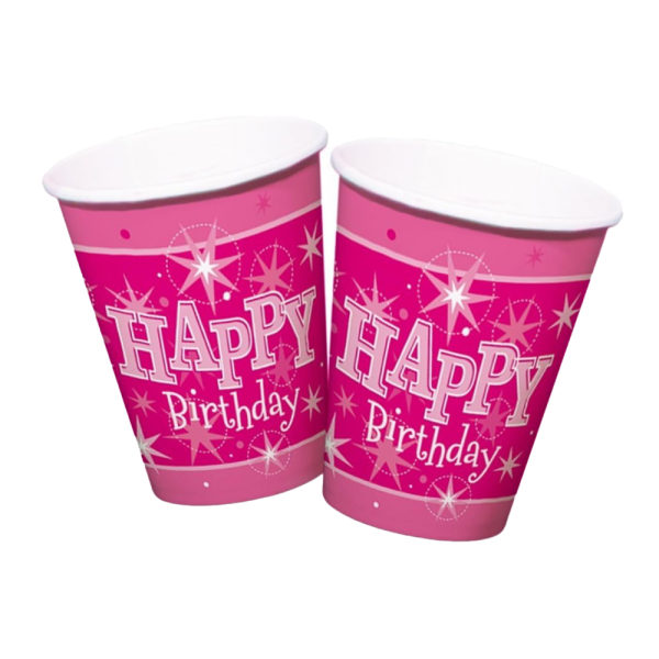 Qualatex Happy Birthday Party Cup (Pack med 8) One Size Rosa Pink One Size