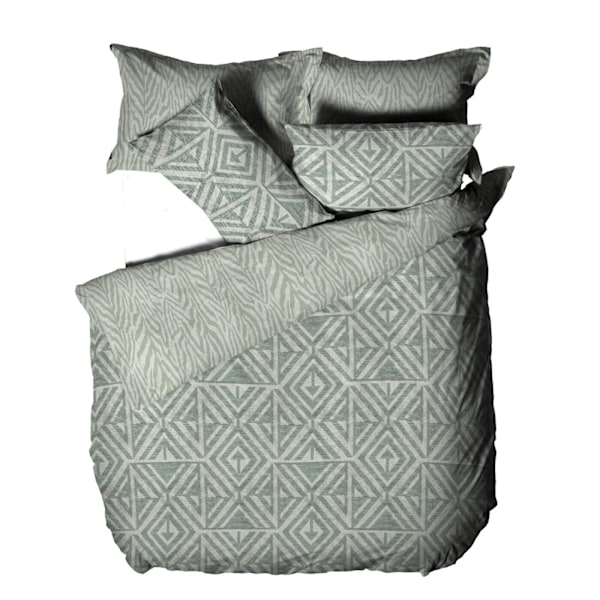 Furn Tanza Global Geometrisk Täcke Set Singel Salviagrön Sage Green Single