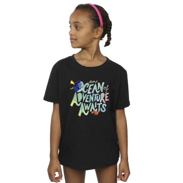 Finding Dory Girls Ocean Adventure T-shirt i bomull 5-6 år Bla Black 5-6 Years