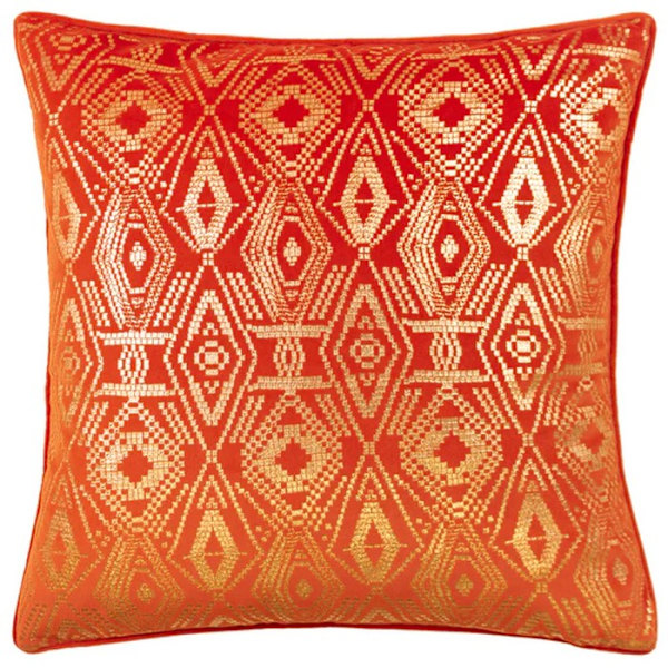 Paoletti Tayanna Kuddfodral i Sammet med Metallisk Effekt 50cm x 50cm Papaya Papaya 50cm x 50cm