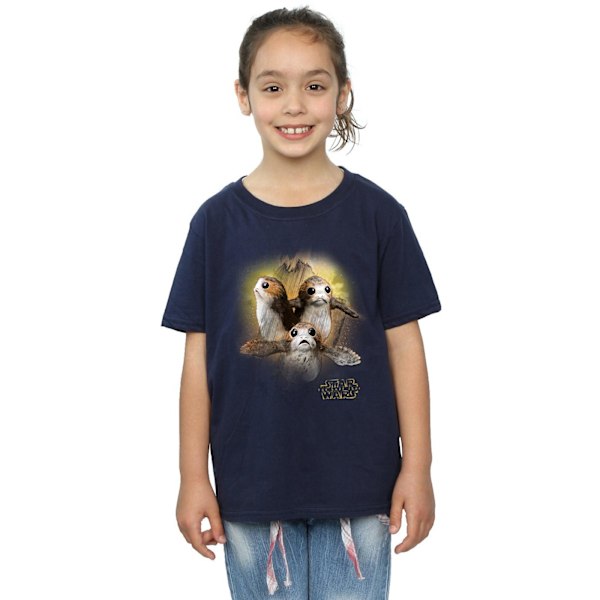 Star Wars: The Last Jedi T-shirt i borstad bomull med Porg för flickor, 7-8 år Navy Blue 7-8 Years