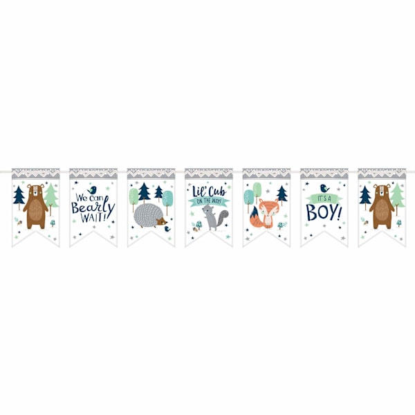 Amscan Bear ly Wait Vimpel Babyshower Banner En Storlek Vit/G White/Grey One Size