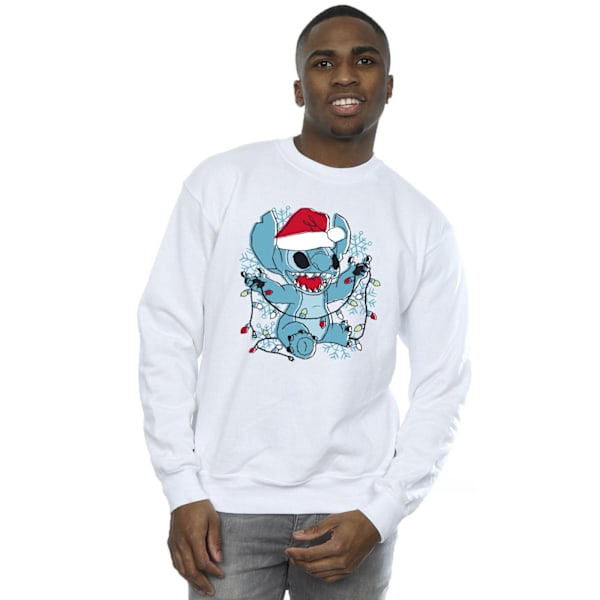 Disney Herr Lilo And Stitch Julbelysning Skiss Sweatshirt White 3XL