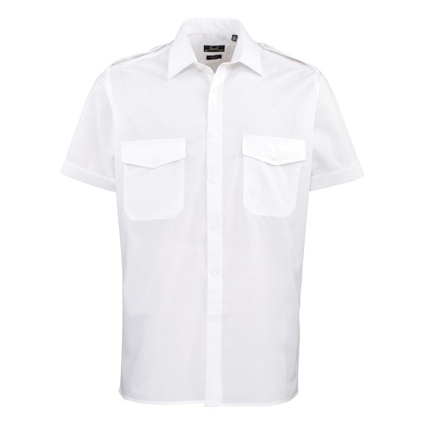 Premier Mens Short-Sleeved Pilot Shirt 15in White White 15in