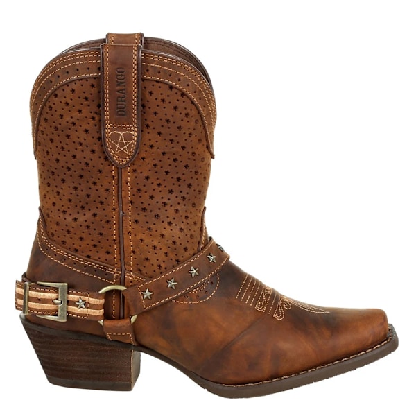 Durango Dam/Damer Crush Fullnarvläder Shortie Cowboy B Bomber Brown 8 UK