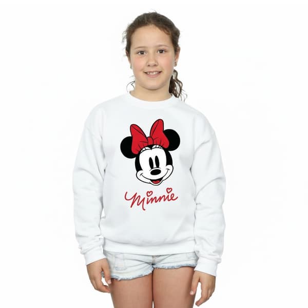 Disney Flickor Mimmi Pigg Ansikte Tröja 9-11 År Vit White 9-11 Years