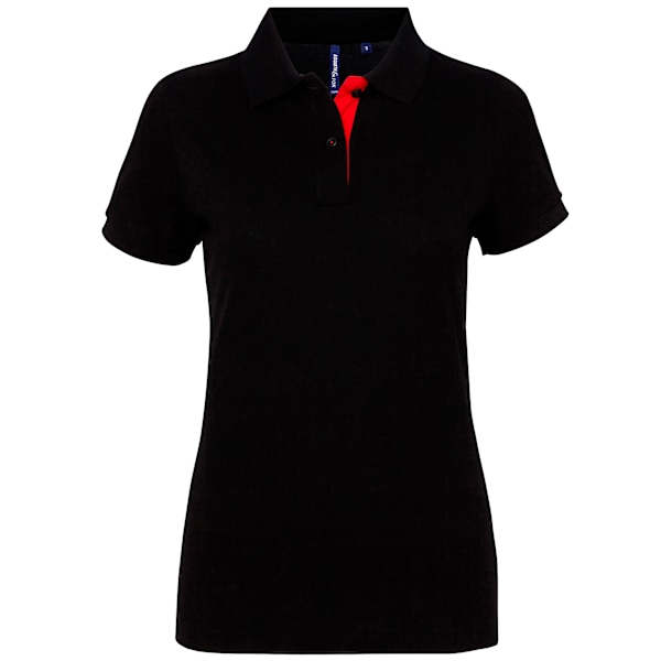 Asquith & Fox Dam/Dam Short Sleeve Contrast Polo Shirt XS Black/ Red XS