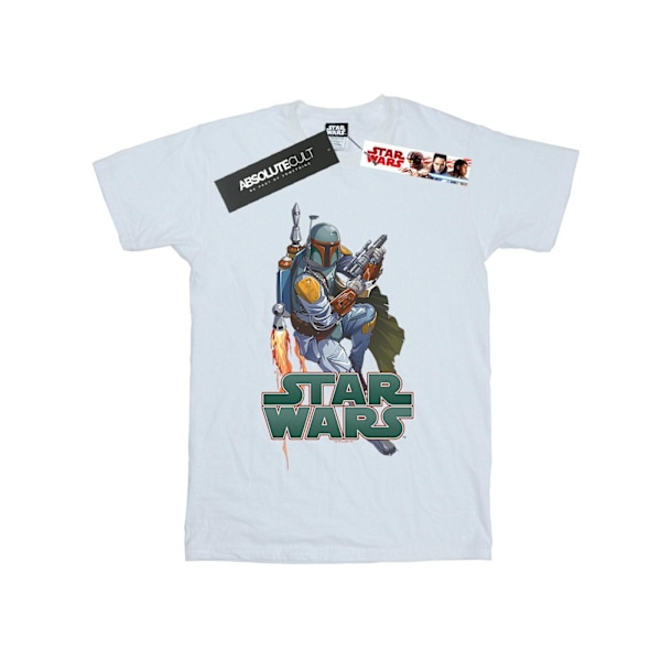 Star Wars Girls Boba Fett Fired Up Bomull T-shirt 12-13 År W White 12-13 Years