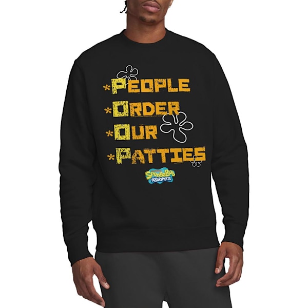 SvampBob Fyrkant Unisex Vuxen Folk Beställer Våra Burgare Tröja Black XXL