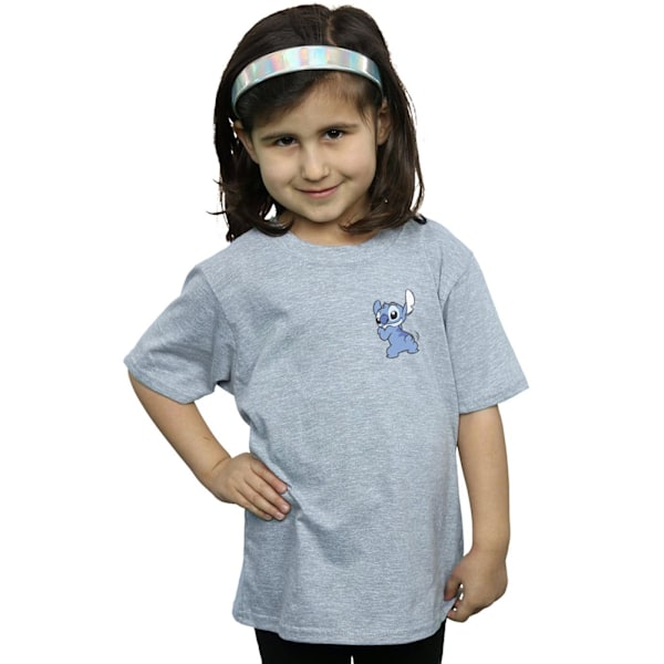 Disney Girls Lilo And Stitch Stitch Bakside Brösttryck Cotto Sports Grey 7-8 Years