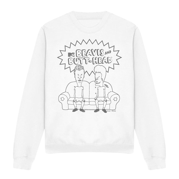Beavis & Butthead Unisex Vuxen Couch Logotyp Sweatshirt XXL Vit White XXL