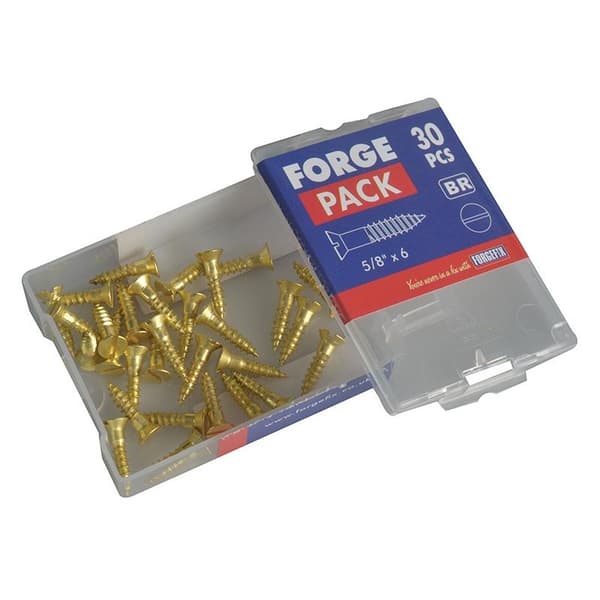 Forgefix Träskruvar, Spårskruv, Försänkt, Mässing 5/8in x 6 ForgePack 3 Multi Colour 5/8in x 6 ForgePack 30