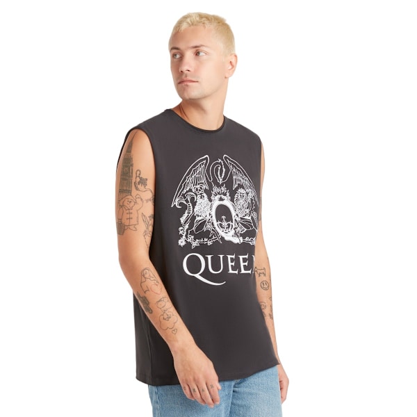 Amplified Herr Line Art Queen Väst Topp XL Kol Charcoal XL