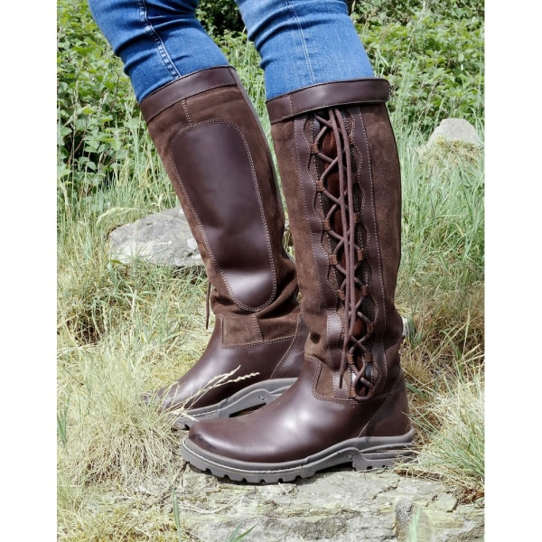 Brogini Dam/Dam Läder/Mocka Winchester Country Boots 4. Brown 4.5 UK Wide