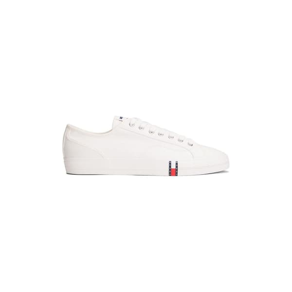Tommy Jeans Herr Canvas Flat Trainers 8 UK Ecru Ecru 8 UK