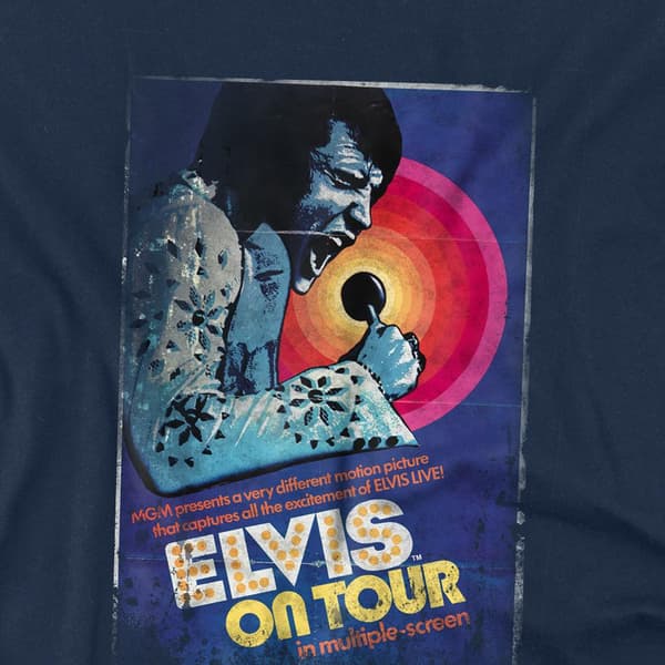 Elvis Presley T-shirt med turnéaffisch för barn 3-4 år marinblå Navy 3-4 Years