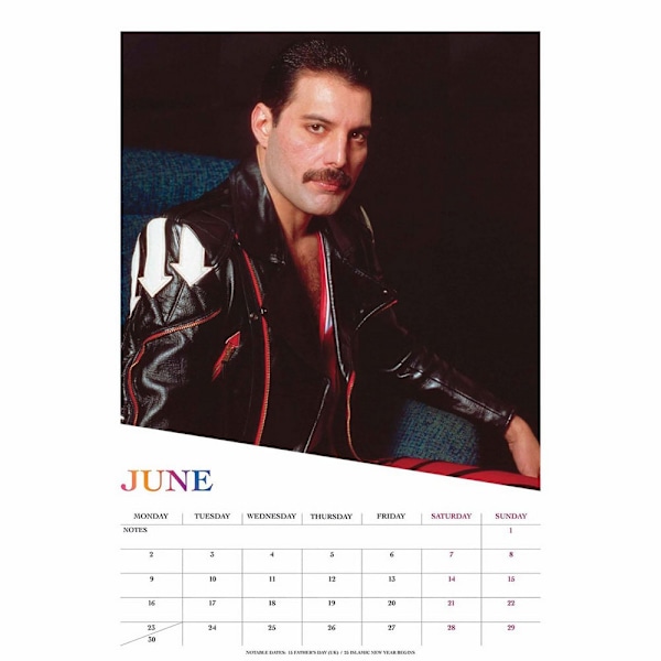 Freddie Mercury 2025 Väggkalender A3 Storlek Flerfärgad Multicoloured One Size
