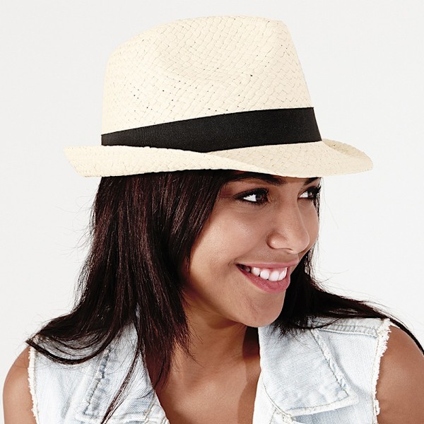 Beechfield Unisex Halm Festival Trilby Hatt LXL Naturlig Natural LXL