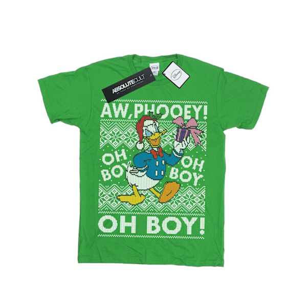 Disney Girls Donald Duck Jul Fair Isle Bomull T-shirt 7-8 Irish Green 7-8 Years