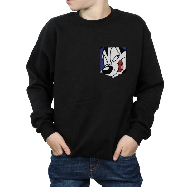 Looney Tunes Boys Pepe Le Pew Face Faux Pocket Sweatshirt 7-8 år Black 7-8 Years