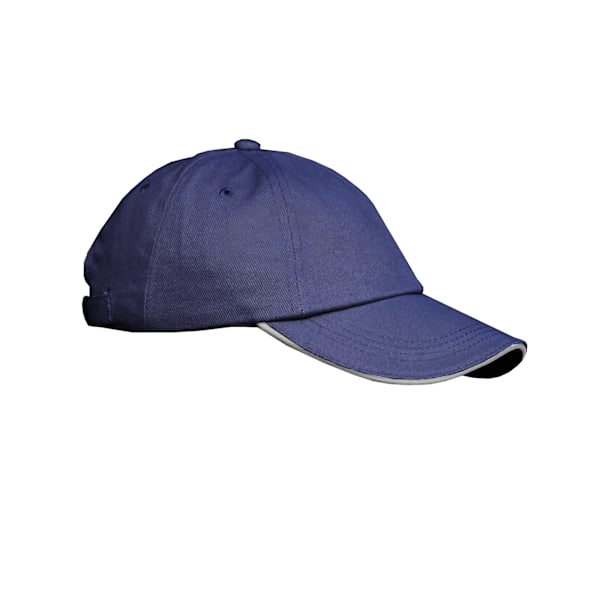 Result Unisex Lågprofil Tung Borstad Bomulls Basebollkeps Med Sandwichtopp (2-pack) Navy/White One Size